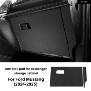 車用副パイロット 収納 ボックス ステッカー フォード マスタング 2024 2025 アンチキック パッド LHD RHD カーボン柄 スエードレザーアクセサリー