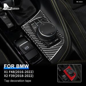 カーボン BMW X1 F48 2016-2022 X2 F39 2018-2022 車用 マルチメディア ノブ フレーム パネル カバー トリム ステッカー インテリア アクセサリー