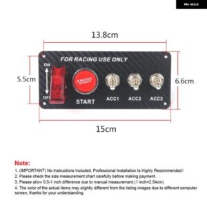 12V レーシングカー イグニッション スイッチ パネル エンジン スタート ストップ イグニッション プッシュ ボタン LED トグル スイッチ パネル カーボン - ZHKG-5