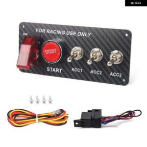 12V レーシングカー イグニッション スイッチ パネル エンジン スタート ストップ イグニッション プッシュ ボタン LED トグル スイッチ パネル カーボン