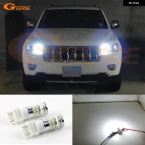 ジープ グランド チェロキー 2011 - 15 HID ヘッドライト 超高輝度 ホワイト リフレクター 3157 LED バルブ デイタイム ライト DRL
