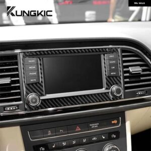 車用 セントラ ル コントロール スクリーン トリム リアルソフトカーボン ステッカー SEAT LEON 2013 - 20 LHD RHD - For　AC　Black