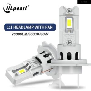 2個 H7 LED ヘッドライト 80W ミニ LED 電球 ワイヤレス 車用 ターボ ドライビング ヘッドランプ 3570 CSP 車用 LED ファン付き 12V 6500K