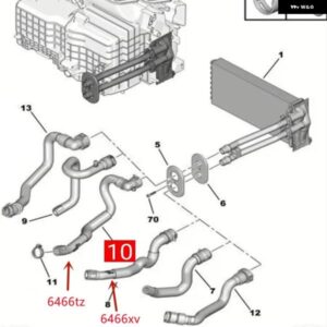 適合 プジョー 3008 308CC 308SW RCZ シトロエン DS5 C4L 加熱ウォータータンク 小型ウォータータンク接続 パイプ 6466XV 6466TZ - Inlet　with　valve