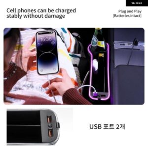 多機能カップ ホルダー 隙間 収納 ボックス カーシート隙間QC3.0 USB 7色LED充電補助車両 - 2PCS