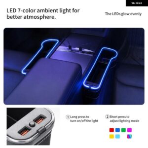 多機能カップ ホルダー 隙間 収納 ボックス カーシート隙間QC3.0 USB 7色LED充電補助車両