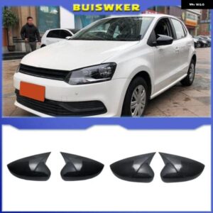 フォルクスワーゲン VW ポロ MK5 6R 6C 2009-2017 ABS サイドバックミラー ウィングミラー カバー キャップ シェル トリム OX ホーン スタイル 外装 2個
