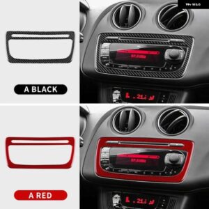 リアルソフトカーボン ステッカー LHD RHD カーセンター コンソール CD フレーム パネル トリム シート イビサ 2009 - 14 - Type　A　Black　Carbon