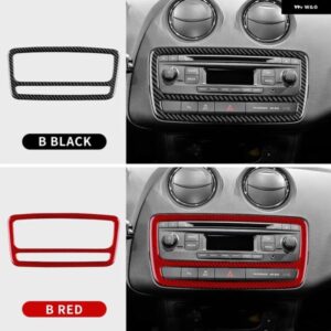 リアルソフトカーボン ステッカー LHD RHD カーセンター コンソール CD フレーム パネル トリム シート イビサ 2009 - 14 - Type　A　Red　Carbon