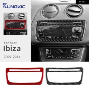 リアルソフトカーボン ステッカー LHD RHD カーセンター コンソール CD フレーム パネル トリム シート イビサ 2009 - 14