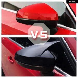 貼り付け式リアビューサイドミラー カバー キャップ カーボン柄 光沢仕上げ アウディ A3 S3 8V RS3 2013-2019 サイドアシストキャップ - Black