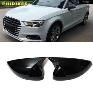 貼り付け式リアビューサイドミラー カバー キャップ カーボン柄 光沢仕上げ アウディ A3 S3 8V RS3 2013-2019 サイドアシストキャップ