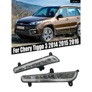 フロント バンパー LED DRL ドライビング デイタイム ランニングライト デイライト フォグランプ CHERY TIGGO 3 2014 2015 2016 カーアクセサリー