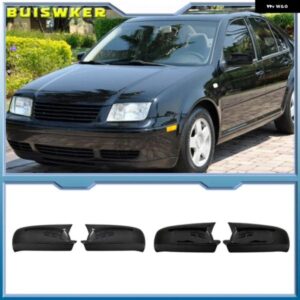 バット スタイル ミラー カバー フォルクスワーゲン ゴルフ 4 MK4 1997-2003 バックミラー カバー 2ピースカバー 光沢ブラック カーシールド 外装