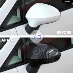 ブラック/カーボンリアビューミラー カバー キャップ SEAT LEON MK2 1P IBIZA MK4 6J 2008-2017 ミラー ケースカバー - ABS　Black