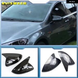 2PCSミラー カバー キャップリアビューミラー ケースカバー VW ゴルフ MK7 7.5 GTI 7 7Rカーボン ブライトブラック カバー カーアクセサリー