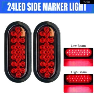 2個 12V 24 LED オーバル トラック トレーラー ストップ ターン テール ブレーキ ライト サイド マーカー ランプ トレーラー トラック ランプ レッド キット