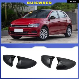 リアビューミラー カバー フォルクスワーゲン VW ポロ MK6 AW GTI 2018-2021 OX ホーン カーキャップ シェル トリム カーボンルック エクステリア