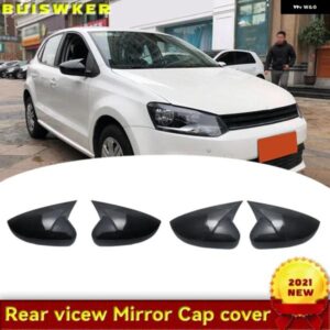 2X 光沢ブラック / カーボン サイド リアビュー ウィングミラー カバー VW ポロ MK5 6R 6C 2009-2017 ミラー キャップ カーアクセサリー