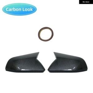 ブラックカーボンカラーホーン スタイル バックミラー サイドミラー カバー キャップ1組 フォード マスタング2015 - 20 - No　lights　Carbon