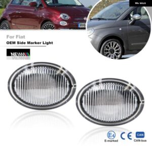 フィアット 500 2ドア ポップ/スポーツ/500C/500E/500 アバルト 2007-2019 OEM クリアレンズ フェンダー サイド マーカーライト
