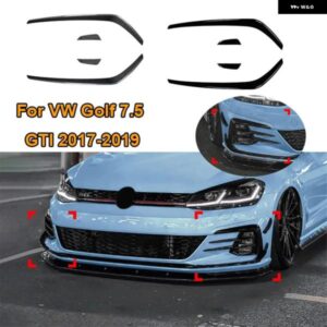 黒 VW フォルクスワーゲン ゴルフ 7.5 GTI 2017 - 2019 吸気 ベゼル フロントサイド ウィングナイフ スポイラー グリル エアベント アウトレット トリム - glossy　black