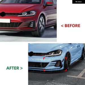 黒 VW フォルクスワーゲン ゴルフ 7.5 GTI 2017 - 2019 吸気 ベゼル フロントサイド ウィングナイフ スポイラー グリル エアベント アウトレット トリム - carbon　black