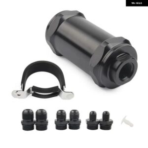 ブラック AN6 / AN8 / AN10 インライン燃料 フィルター E85 エタノール 100ミクロン ステンレス