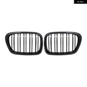 ブラックフロントフードキドニー グリル ABSデュアルライン互換 BMW E39 5シリーズ525 528 530 M5 1997-2003 - Carbon　Look