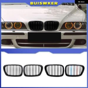 ブラックフロントフードキドニー グリル ABSデュアルライン互換 BMW E39 5シリーズ525 528 530 M5 1997-2003