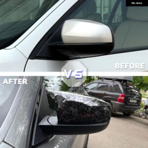 2個サイドウィングリアビュー カスタム 車 スタイリング 明黒カーボンパターンミラー カバー キャップ BMW X5 E70 X6 E71 2008-201 - Bright　black