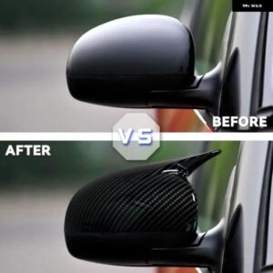 車用 ステッカー バックミラー サイドミラー カバー ウィングキャップ 外装 ドア リアビューケース トリム シュコダ ファビア 2008-2014 - Gloss　Black