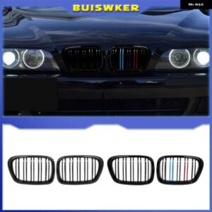 フロントセンターブラックワイドキドニーフード グリル BMW E39 525 528 530 535 M5 1997 2003