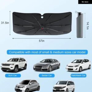 車用サンシェード 傘 360°回転 折り曲げ可能ハンドル サンシェード UVカット 断熱 フロントガラス アクセサリー - Medium