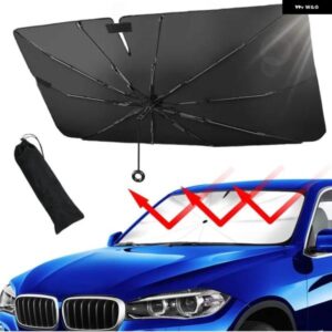 車用サンシェード 傘 360°回転 折り曲げ可能ハンドル サンシェード UVカット 断熱 フロントガラス アクセサリー - Large