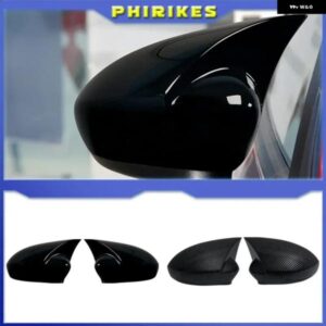 1ペアサイドドアバックミラー カバー トリム FIAT 500 500C GRANDE PUNTO 595 ABARTH 695カーアクセサリー左+右側 - Gloss　Black