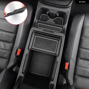ホンダ CRV 2023 2024 2025 CR-V 第6世代 ハイブリッド レザー 滑り止めカップマット カーゲートスロット パッド インテリア アクセサリー - Carbon　5　Seats　18pcs