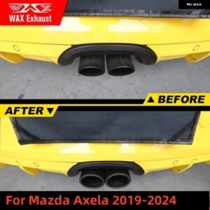 1個 89MM マツダ アクセラ 2019-2024 インレット カーボン エキゾースト パイプ 車 カスタム アクセサリー エキゾーストマフラー AKロゴ付き