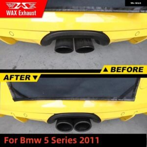 1個 89MM カーアクセサリー カーボン エキゾーストチップ マットグロスブラック マフラー パイプ ノズル BMW 5シリーズ 2011 AKロゴ付き