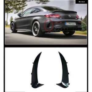 リア バンパー カナード フラップ スポイラー カバー メルセデスベンツ C クラス W205 C205 S205クーペセダンワゴングロスブラックカーアクセサリー - For　Wagon　Black
