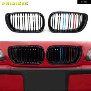 車用フロント バンパー グリル レーシング グリル キドニーデュアルライン グリル グロスブラック グリル BMW 3シリーズ E46 4ドア 2002-2005