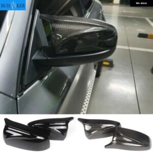 1ペア M スタイル カーボンルック ブラック リアビューサイドミラー カバー キャップ BMW X5 E70 X6 E71 2007- 2013 貼り付け - Glossy　Black