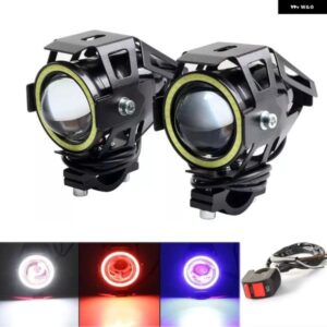 2個 125W U7 LED補助ライト オートバイ バイク エンジェルアイズ ヘッドライト エクスプローラー DRLスポットライト 明LED 自転車アクセサリー フォグランプ