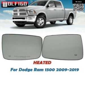 車用ヒーター付きバックミラー ガラス製 左右クリア リアビュー ウィングミラー ダッジ ラム 1500 2500 2009-2019 68079363AA 68050299AA