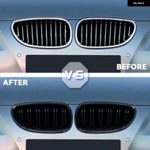 車用フロントキドニー グリル グロスブラック Mカラー BMW 5シリーズ E60 E61 2003 - 2010 M5 520I 523I 525I 528I 530I 535I 540I 520D 530DD - Double　Line　Carbon