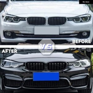 車用グロスブラックフロント バンパー グリル BMW 3シリーズ F30 F31 F35 2012-2018 スポーツ グリル ダブルスラットライン グリル - M　Color