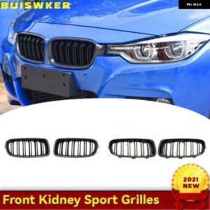 車用グロスブラックフロント バンパー グリル BMW 3シリーズ F30 F31 F35 2012-2018 スポーツ グリル ダブルスラットライン グリル