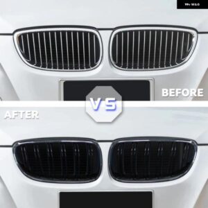 2個 カー スタイル ブラック フロント キドニー ダブルスラット グリル グリル BMW E92 E93 3シリーズ 328I 335I クーペ LCI 2010-2013用 - Double　Line　Carbon