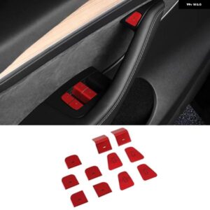 テスラ モデル3 モデルY 2021 - 24 窓ガラスリフトスイッチ ボタン トリム カバー ステッカー インテリア アクセサリー - Red