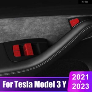 テスラ モデル3 モデルY 2021 - 24 窓ガラスリフトスイッチ ボタン トリム カバー ステッカー インテリア アクセサリー